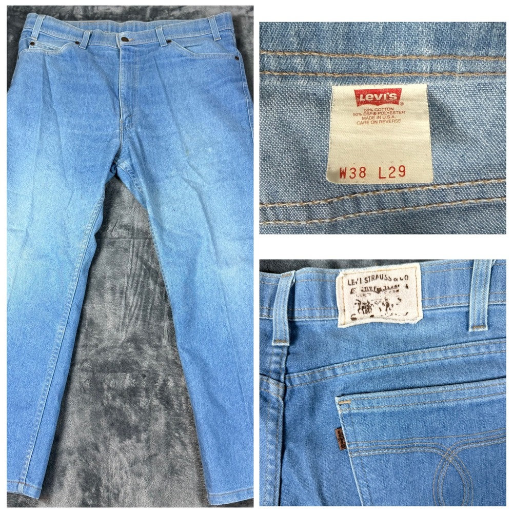 Vintage Levis 517 Orange Tab Jeans Mens 38x29‎ Light Wash Bootcut Made in USA